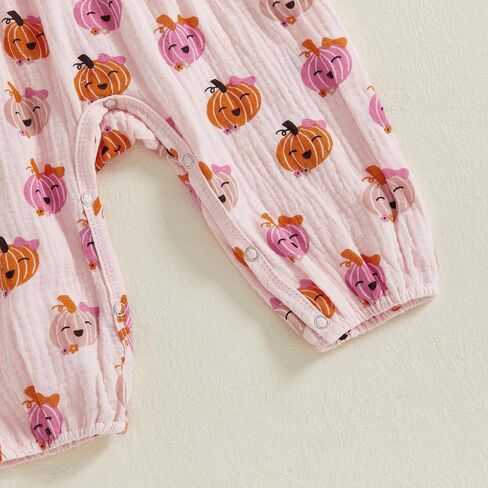 Newborn Baby Girl Halloween Pumpkin Jumpsuit Long Sleeveless Ruffle Smocked Romper With Headband Boho Clothes Fall in Saudi Arabia
