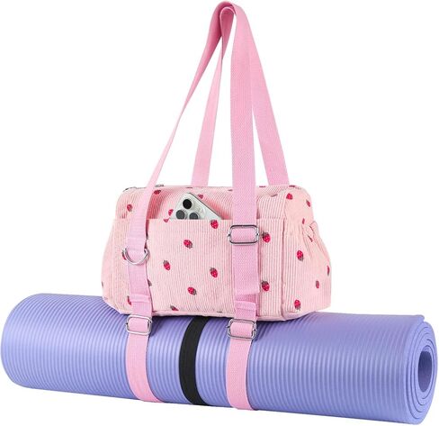 Mini Gym Bag For Women, Strawberry Print Gym Bags With Yoga Mat Holder, Cute Travel Weekender Overnight Duffle Bag For Girls Birthday Gifts, Not Yoga Mat in Kuwait