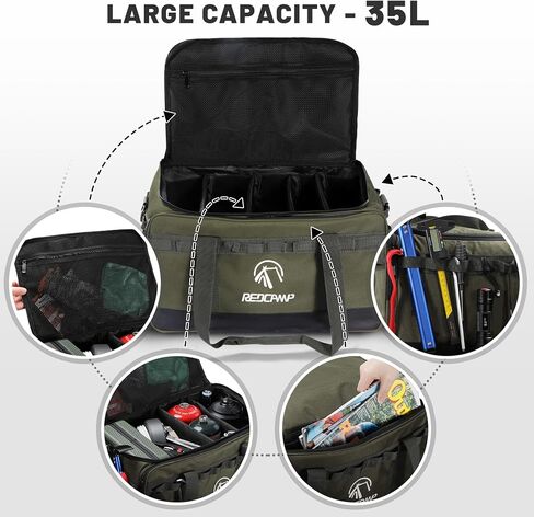 Redcamp Camping Tote Organizer ، 35L LACKATICAL DUFFEL BAG ، منظم تخزين التخييم المضاد للماء مع 3 فواصل قابلة للتعديل للنقل في الهواء الطلق in Kuwait