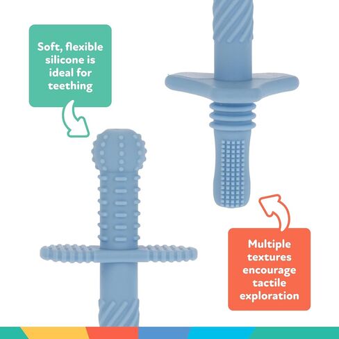 Nuby Silicone Teething Tubes – 3-Pack Teething Straws for Babies, Multiple Texture Teething Sticks Sized for Little Hands, 3M+, Girl in Saudi Arabia