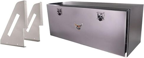 Mytee Products Heavy Duty 24"x24"x60" Steel Underbody Trailer Tool Box with Mounting Brackets – Mirror Finish Barndoor Style Single Door & T-Handle Lock – Weld-On Bracket Mounting Kit in Kuwait