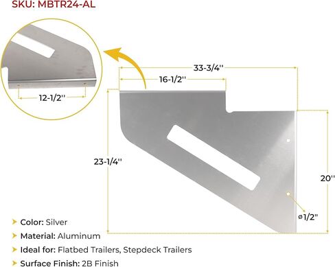 Mytee Products Heavy Duty 24"x24"x60" Steel Underbody Trailer Tool Box with Mounting Brackets – Mirror Finish Barndoor Style Single Door & T-Handle Lock – Weld-On Bracket Mounting Kit in Kuwait