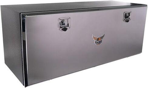 Mytee Products Heavy Duty 24"x24"x60" Steel Underbody Trailer Tool Box with Mounting Brackets – Mirror Finish Barndoor Style Single Door & T-Handle Lock – Weld-On Bracket Mounting Kit in Kuwait