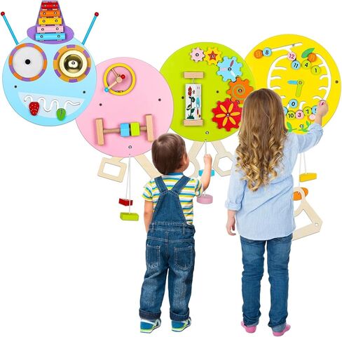 Joyibay Dinosaur Sensory Wall Panel: Sensory Wall Toy Wooden Dinosaur Busy Board Sensory Board Wall Toys 8 Sensory Activities Games for Toddlers Bedrooms Daycares in Saudi Arabia
