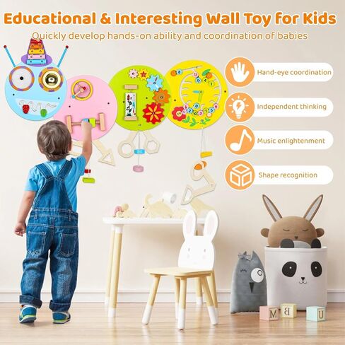 Joyibay Dinosaur Sensory Wall Panel: Sensory Wall Toy Wooden Dinosaur Busy Board Sensory Board Wall Toys 8 Sensory Activities Games for Toddlers Bedrooms Daycares in Saudi Arabia