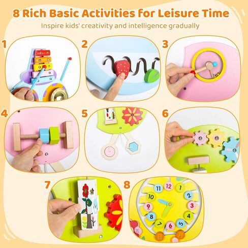 Joyibay Dinosaur Sensory Wall Panel: Sensory Wall Toy Wooden Dinosaur Busy Board Sensory Board Wall Toys 8 Sensory Activities Games for Toddlers Bedrooms Daycares in Saudi Arabia