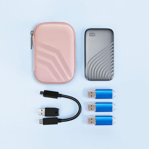 Buwico USB Flash Case Hard Case، حقيبة سفر صلبة صغيرة للإلكترونيات، منظم محرك فلاش USB محمول (وردي) in Kuwait