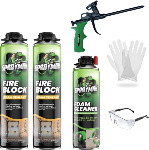 Sprayman Orange Fire Stop Expanding Spray Foam - (1x20oz) Professional Gun Use Polyurethane Foam Spray for Electrical Outlets & Water Pipes, B2 Fire Rated Foam Spray - Gun Not Included - 1 Pack in Saudi Arabia