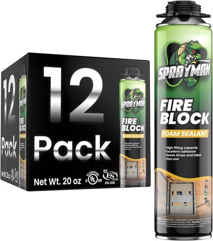 Sprayman Orange Fire Stop Expanding Spray Foam - (1x20oz) Professional Gun Use Polyurethane Foam Spray for Electrical Outlets & Water Pipes, B2 Fire Rated Foam Spray - Gun Not Included - 1 Pack in Saudi Arabia