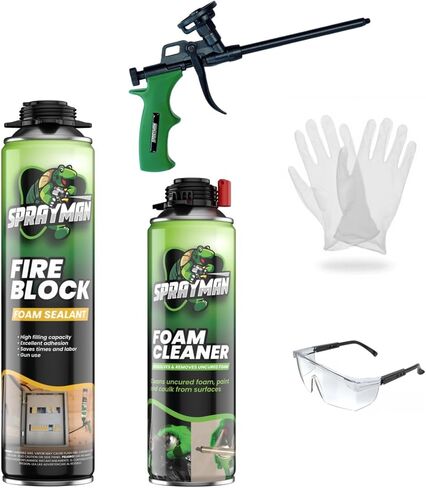 Sprayman Orange Fire Stop Expanding Spray Foam - (1x20oz) Professional Gun Use Polyurethane Foam Spray for Electrical Outlets & Water Pipes, B2 Fire Rated Foam Spray - Gun Not Included - 1 Pack in Saudi Arabia