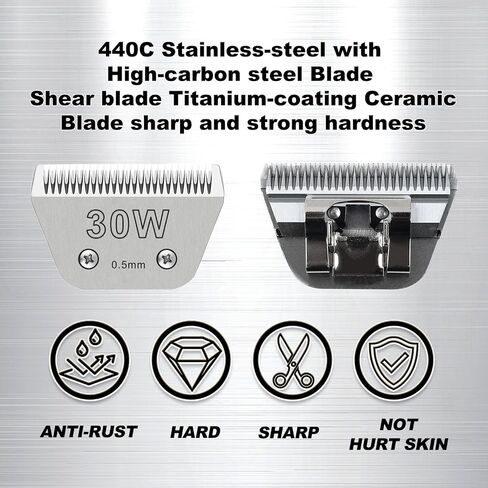 5FC Pet Dog Grooming Detachable Blades, Compatible with Andis Size-5FC Cut Length 1/4"(6.3mm), Most A5,KM Series Clippers,Made of Ceramic Blade & Stainless Steel Blade(Silver) in Saudi Arabia