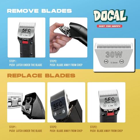 5FC Pet Dog Grooming Detachable Blades, Compatible with Andis Size-5FC Cut Length 1/4"(6.3mm), Most A5,KM Series Clippers,Made of Ceramic Blade & Stainless Steel Blade(Silver) in Saudi Arabia