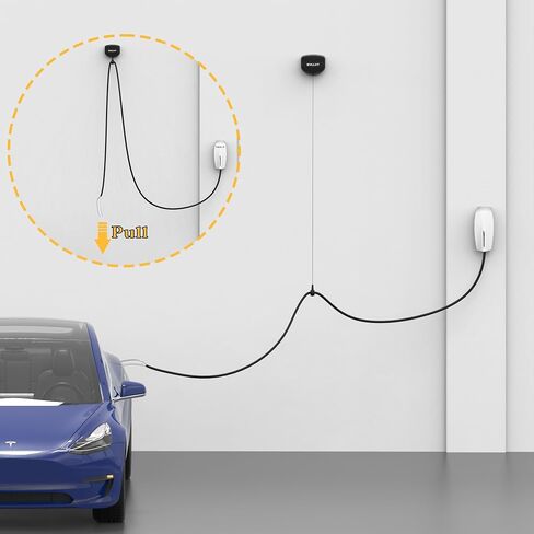 EV Charger Cable Combractor - 11.5ft Wall Mount منظم الكابلات القابلة للسحب لشحن المركبات الكهربائية ، يناسب Universal 95 ٪ من كابلات شحن EV in Kuwait