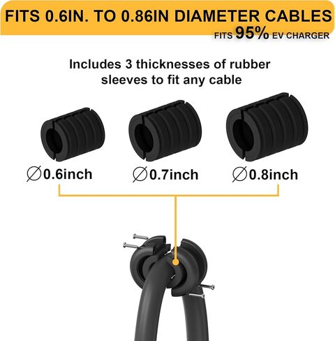 EV Charger Cable Combractor - 11.5ft Wall Mount منظم الكابلات القابلة للسحب لشحن المركبات الكهربائية ، يناسب Universal 95 ٪ من كابلات شحن EV in Kuwait