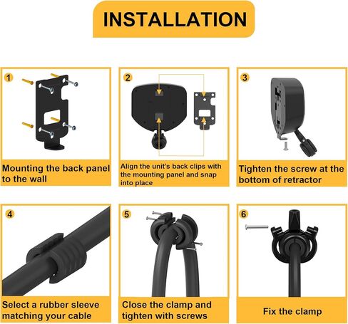 EV Charger Cable Combractor - 11.5ft Wall Mount منظم الكابلات القابلة للسحب لشحن المركبات الكهربائية ، يناسب Universal 95 ٪ من كابلات شحن EV in Kuwait