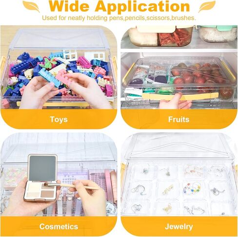 SAYEEC Clear File Storage Box Portable Project Case with Handle Plastic Storage Container with Lid Stackable Flat Storage Bin Document Magazine Protector Organizer for A4 Paper Photo Craft Scrapbook in Kuwait