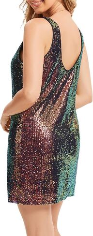Ainuno Sequin Dress for Women,Sparkly Sleeveless Tank Dresses Sexy Metallic Party Outfit in Kuwait