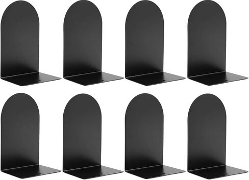 Metal Book Ends for Shelves - 6Pcs Bookends for Heavy Books Non-Skid Decorative Book Stopper to Hold Books/CDs for Home Office School and Desktop Organizer, Black in Kuwait