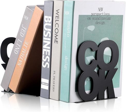 كتاب طبخ Hotop Bookends المطبخ الدعم المعدني الدعم المعدني للكتاب المكتبي المكتبي حامل الرف رفوف لرفوف المظهر المظهر المظهر نهايات الدعم المعدني (أسود) in Saudi Arabia