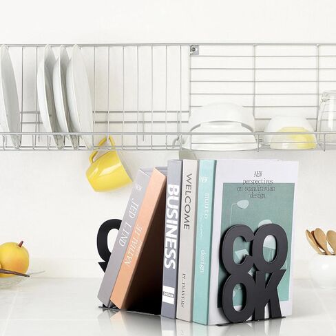 كتاب طبخ Hotop Bookends المطبخ الدعم المعدني الدعم المعدني للكتاب المكتبي المكتبي حامل الرف رفوف لرفوف المظهر المظهر المظهر نهايات الدعم المعدني (أسود) in Saudi Arabia