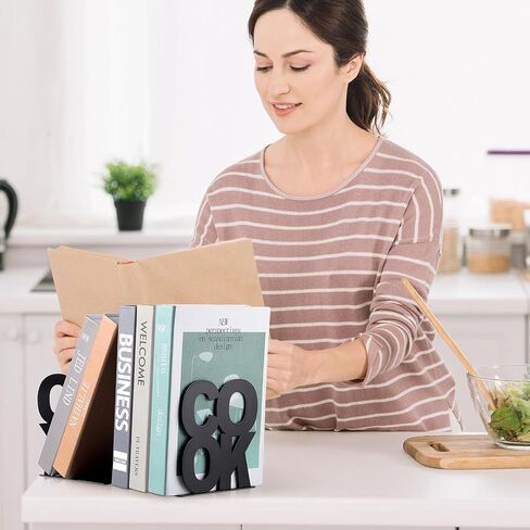 كتاب طبخ Hotop Bookends المطبخ الدعم المعدني الدعم المعدني للكتاب المكتبي المكتبي حامل الرف رفوف لرفوف المظهر المظهر المظهر نهايات الدعم المعدني (أسود) in Saudi Arabia