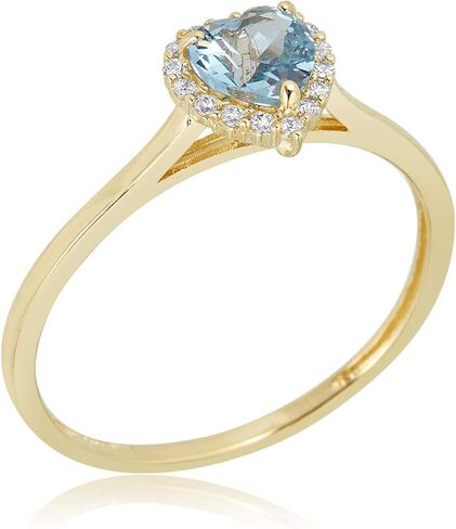AVORA 10K Yellow Gold 5mm Birthstone Simulated Diamond CZ Heart Halo Fashion Ring - All 12 Months in Saudi Arabia