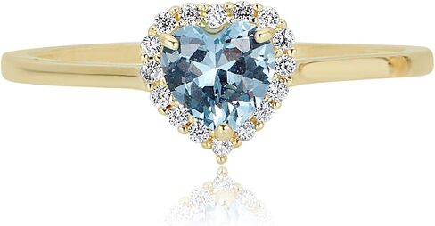 AVORA 10K Yellow Gold 5mm Birthstone Simulated Diamond CZ Heart Halo Fashion Ring - All 12 Months in Saudi Arabia