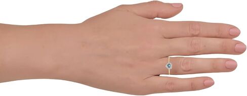 AVORA 10K Yellow Gold 5mm Birthstone Simulated Diamond CZ Heart Halo Fashion Ring - All 12 Months in Saudi Arabia