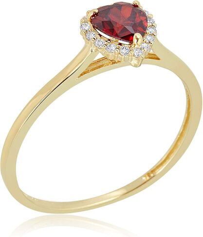 AVORA 10K Yellow Gold 5mm Birthstone Simulated Diamond CZ Heart Halo Fashion Ring - All 12 Months in Saudi Arabia