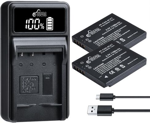 بطارية DMW-BCK7 وشاحن LED متوافق مع باناسونيك لوميكس DMC-TS30، DMC-FH25، FH27، FP5، FP7، FS16، FS18، FS22، FS35، FS37، DMC-S1، DMC-S2، DMC-S3، DMC-SZ1 ، كاميرا DMC-SZ5، DMC-SZ7 in Kuwait