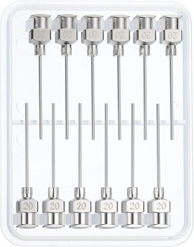 PATIKIL 30Ga × 1 بوصة نصائح إبرة توزيع الفولاذ المقاوم للصدأ، 12 قطعة أنبوب إبرة الغراء المعدني نصائح حادة قفل Luer لمختبر حبر الغراء السميك، فضي in Kuwait