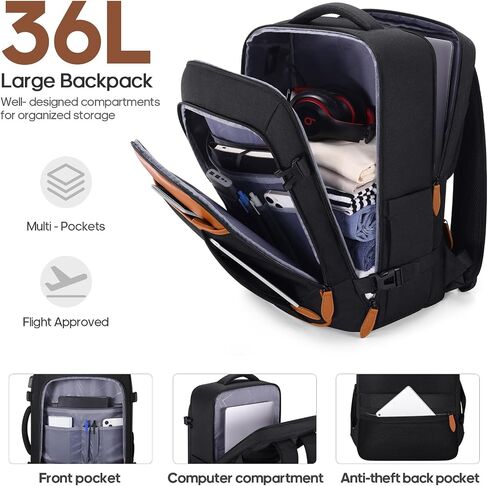 Airline-Approved Carry On Luggage Set – 22x14x9 Hardshell Suitcase Set with Spinner Wheels, Travel Backpack & USB Port for Business Trips, Family Travel, or Women’s Outfits​ (Black) in Saudi Arabia