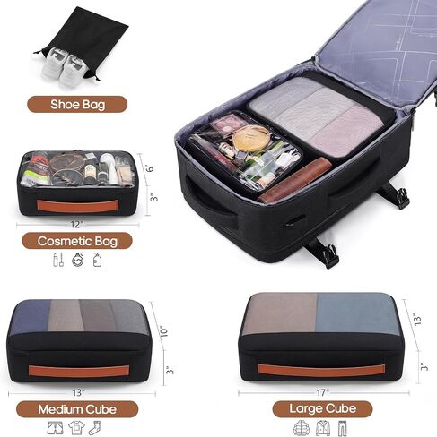 Airline-Approved Carry On Luggage Set – 22x14x9 Hardshell Suitcase Set with Spinner Wheels, Travel Backpack & USB Port for Business Trips, Family Travel, or Women’s Outfits​ (Black) in Saudi Arabia