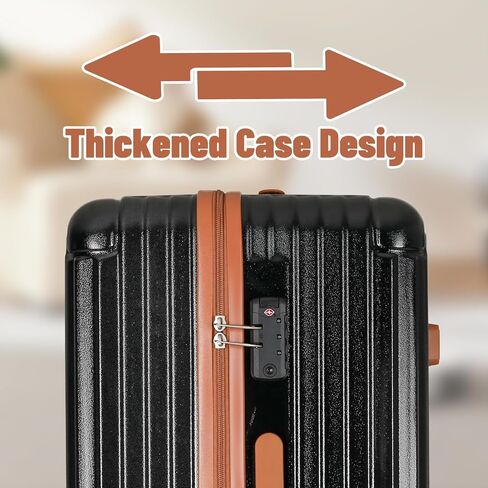 Carry-on 20 Inch and 28 Inch Square Thickened ABS+PC Hard Shell luggage, 2-Piece Suitcase Set with TSA Lock & Dual Zipper Mesh Inner Layer Design, Black Brown in Saudi Arabia