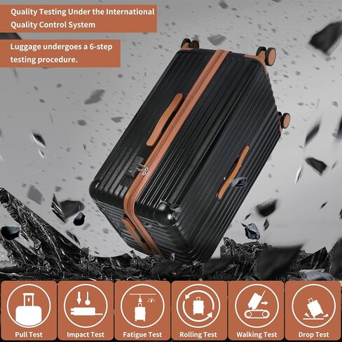 Carry-on 20 Inch and 28 Inch Square Thickened ABS+PC Hard Shell luggage, 2-Piece Suitcase Set with TSA Lock & Dual Zipper Mesh Inner Layer Design, Black Brown in Saudi Arabia