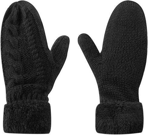 Winter Warm Mittens for Women, Unisex Soft Thermal Fleece Lining Mittens, Cozy Thick Knitted Gloves for Cold Weather in Saudi Arabia