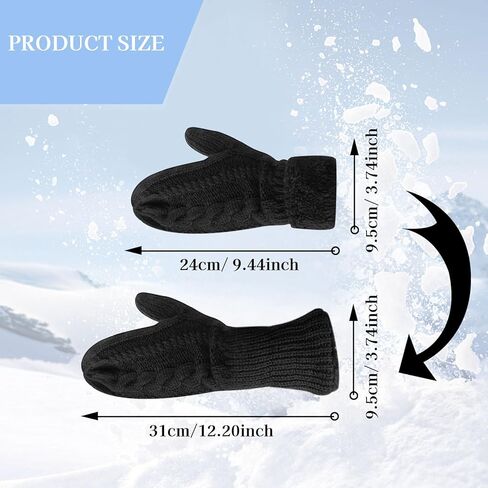 Winter Warm Mittens for Women, Unisex Soft Thermal Fleece Lining Mittens, Cozy Thick Knitted Gloves for Cold Weather in Saudi Arabia