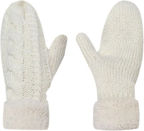 Winter Warm Mittens for Women, Unisex Soft Thermal Fleece Lining Mittens, Cozy Thick Knitted Gloves for Cold Weather in Saudi Arabia