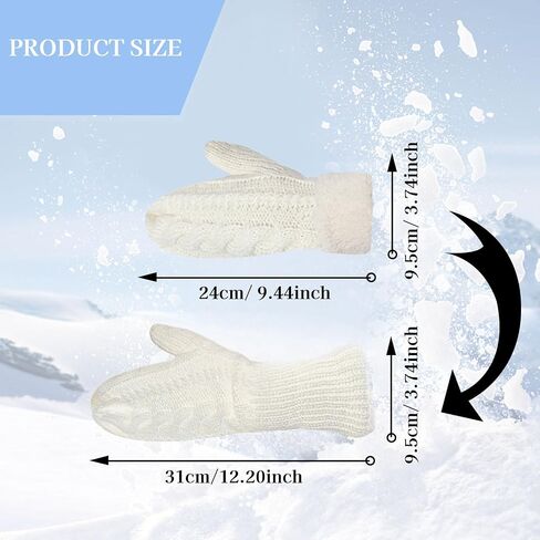 Winter Warm Mittens for Women, Unisex Soft Thermal Fleece Lining Mittens, Cozy Thick Knitted Gloves for Cold Weather in Saudi Arabia