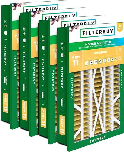 Filterbuy 20x20x5 Air Filter MERV 11 Allergen Defense (4-Pack), Pleated HVAC AC Furnace Air Filters Replacement for Honeywell FC100A1011, Lennox X0585 & More (Actual Size: 19.63 x 19.88 x 4.38 Inches) in Saudi Arabia