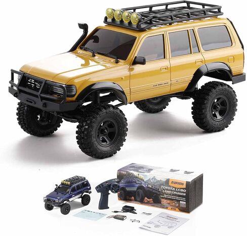 FMS FCX18S 1/18 Land Cruiser LC80 S Toyota RC Rock Crawler RTR 4x4 Off-Road Waterproof RC Trucks All Terrains RC Car with 45min Play time,2 Speed transmission,LED Lights for Adults and Beginner(YL) in Kuwait