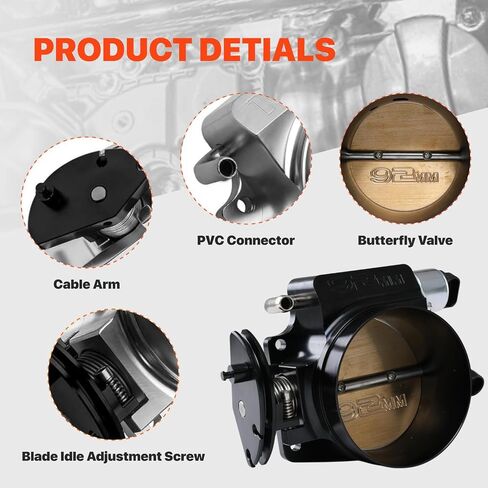 92 ملم تجميع الجسم الخانق مع TPS IAC لـ GM Gen III LS1 LS2 LS3 LS6 LS7 LSX LS Throttle Body 4 مسامير أسود in Kuwait