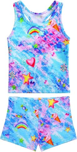 Girls Swimsuits Two Piece Tankini Multicolor Bathing Suits with Boyshort Summer Beach Swimwear Set in Kuwait