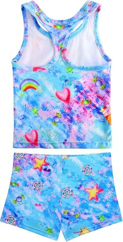Girls Swimsuits Two Piece Tankini Multicolor Bathing Suits with Boyshort Summer Beach Swimwear Set in Kuwait