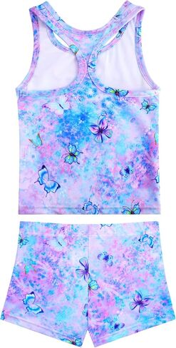 Girls Swimsuits Two Piece Tankini Multicolor Bathing Suits with Boyshort Summer Beach Swimwear Set in Kuwait