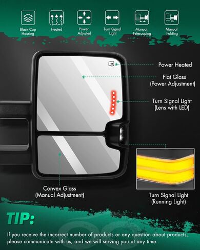 SCITOO Towing Mirrors Fit for 2014-2017 for Chevy Silverado/for GMC Sierra 1500 2015-2016 for Chevy Silverado/for GMC Sierra 2500 HD 3500HD with Power Heated Signal Backup Light in Saudi Arabia