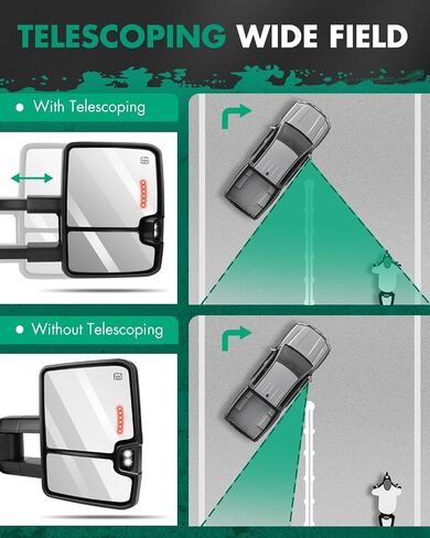 SCITOO Towing Mirrors Fit for 2014-2017 for Chevy Silverado/for GMC Sierra 1500 2015-2016 for Chevy Silverado/for GMC Sierra 2500 HD 3500HD with Power Heated Signal Backup Light in Saudi Arabia