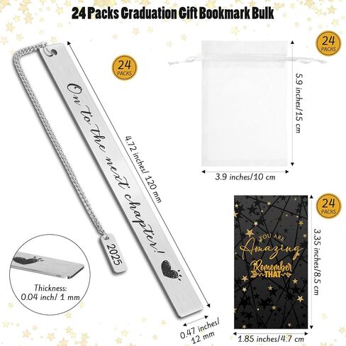 24 Set 2024 Bookmarks Graduation Gifts 24 Metal Bookmarks with Chain 24 You Are Amazing Note Cards 24 Organza Bags for Students Teacher Nurse Book Lover Retirement Leaving Farewell Birthday Gift in Saudi Arabia