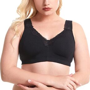 TELIMUSSTO Women's Plus Size Soft Cotton Lace Bra Full Coverage Wirefree Non-Padded in Kuwait