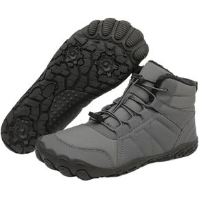 Hike Winter Footwear Barefoot Boots Mens Womens, Waterproof Winter Snow Boots, Warm Ankle Booties, Wide Toe Barefoot Hiking Boots, Non-Slip Zero Drop Sole Hiking Shoes, Size 10.5 Women/9 Men, Grey in Kuwait